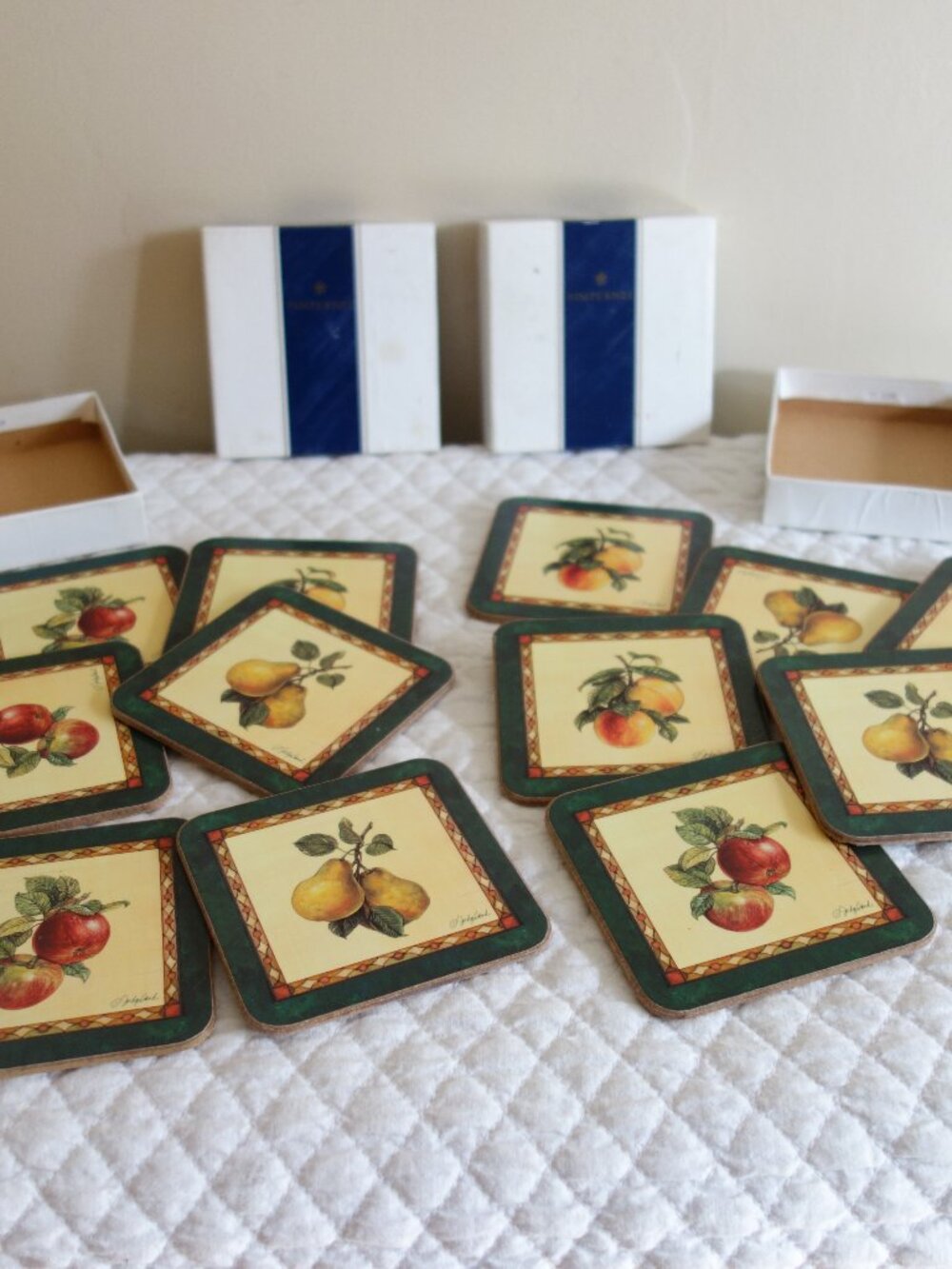 Vtg – 12 PIMPERNEL Botanical Fruits Coasters in Original Boxes (6 in each box)
